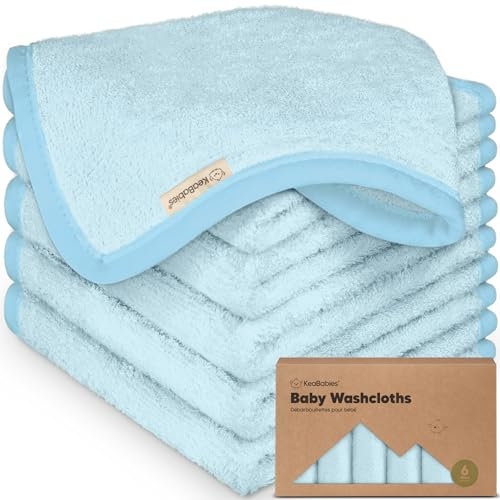 KeaBabies Débarbouillette pour bébé - Débarbouillette en Bambou - Débarbouillette Douce et Biologique pour bébé - Serviette Visage pour bébé, Adulte et Nourrisson (Bravo Blue)