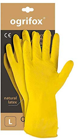Ogrifox OX-FLOX_L Latexhandschuhe, Schutzhandschuhe, Gummihandschuhe, Ox.11.310, Gelb, L Größe, 1 Paar
