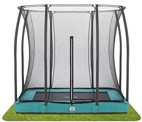 Salta Comfort Edition Ground - Bodentrampolin mit Sicherheitsnetz – 214x153cm – Rechteckig - Grün
