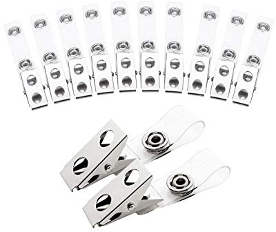 Fushing 100Pcs Metall Badge Clips mit klare PVC Straps für ID-Karten und Abzeichenhalter
