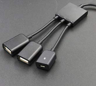 Hub micro USB OTG un en trois avec une alimentation et un en trois