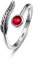 Geburtsstein Damen Verstellbarer Ring 925 Sterling silber Feder ring Birthstone Schmuck Geburtstag Geschenk für Frauen Mädchen (B-ruby)