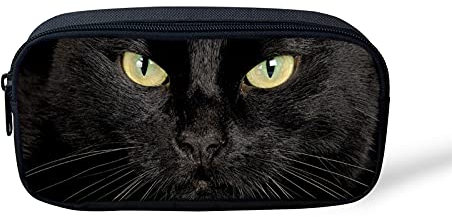 NETILGEN Schreibwaren Stifteetui Schule Katze Kosmetiktasche Mädchen Schwarz Federmäppchen Büro Aufbewahrung Organizer für Jungen Damen Herren