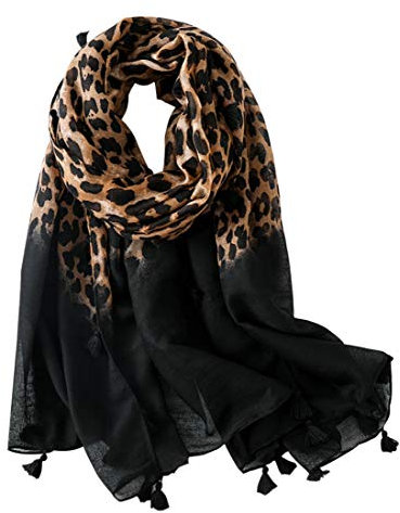 FAIRYGATE Mode Schals für Frauen - Übergroße Decke mit Leopardenmuster Animal Print - Wrap in Schwarz 19230