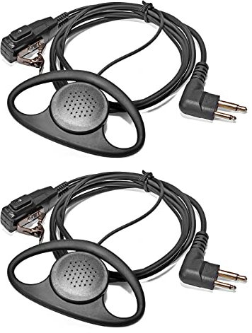 HYSHIKRA D Shape Radio Earpiece, Microphone with PTT Headset Compatible for Motorola CP040 CP200 GP300 DP1400 CLS1110,CLS1410 Walkie Talkie (2 Pack)