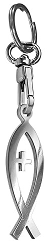 Avisa Schlüsselanhänger aus Edelstahl - 'Ichthys-Symbol' (Silber)