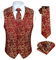 HISDERN Herren Weste Paisley Floral Hochzeit Party Krawatte Einstecktuch Taschentuch Anzugwesten für Herren Burgund Weste Anzug Set L