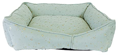 Small Dog Bed, Comfy Sofa Pet Bed, Puppy Bed, Small Breeds, Cat/Kitten Bed, Anti-Skid Bottom, Stylish Navy Blue Gold Star Pet Bedding - L50 x W40 x H18