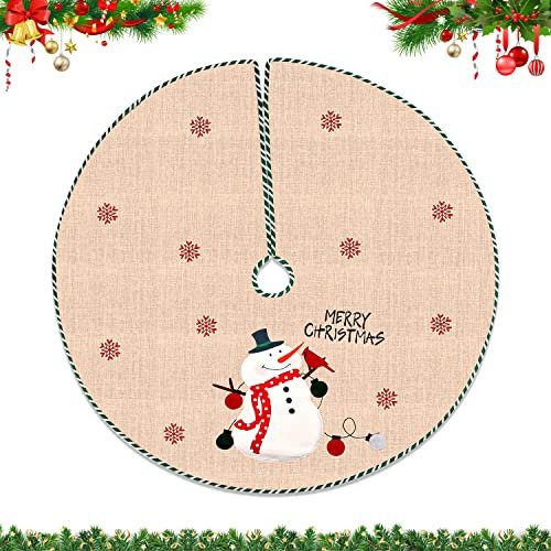 Weihnachtsbaum Röcke, Christbaumständer Teppich, Weihnachtsbaumdecke Rund, Christbaumdecke, Baumdecke Weihnachtsbaum,108cm Tannenbaum Decke für Weihnachtsbaum Party Dekor (Weihnachtsschneemann)