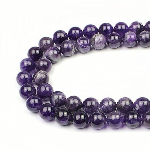 MJDCB Natural Round Stone Beads 14mm Bicolor Amethyst Loose Gemstone Beads for Jewelry Making Bracelet Necklace 25pcs