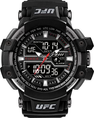 Timex UFC Herren-Chronographen-Armbanduhr 53mm, schwarz, Kunstharz-Armband, TW5M51800