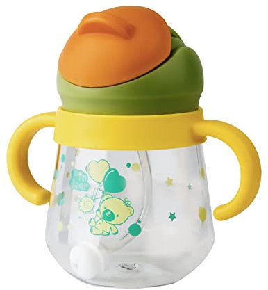 Qshare Tasse d'Apprentissage Bébé 6+ mois,260ml Cup Eau Bebe,Biberon/Tasse Paille Enfant, 100% étanche, paille lestée, Anti-fuite, Facile à Ouvrir,Bleu