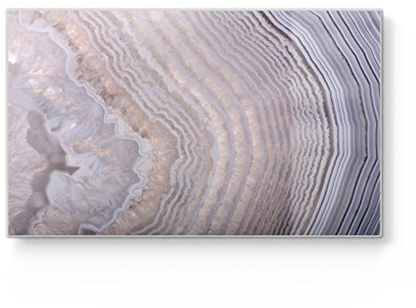 DEQORI Frühstücksbrett Glas | klein 23x14 cm | Motiv Helle Achatschicht | Design Schneidebrett für Küche | Frühstücksbrettchen antibakteriell & rutschfest | Glasplatte & Servierplatte