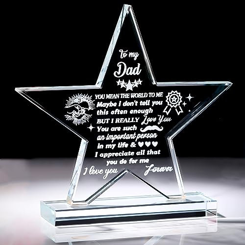 Best Dad Birthday Gifts from Daughter Son, To My Dad Engraved Glass Keepsakes Gifts Ideas for Father's Day Christmas Daddy Present