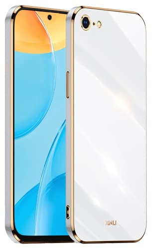 EASSGU Galvanisierter Rahmen Handyhülle für iPhone 7 / iPhone 8 / iPhone SE 2020 / SE 2022 (4.7 Inches), Weiche TPU Silikon Schutzhülle - Weiß