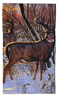SJOAOAA Handtuch mit Hirschmotiv, Polyester-Baumwoll-Mischgewebe, hautfreundlich, weich, super saugfähig, 69,8 x 40,6 cm