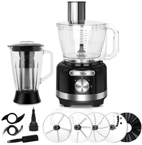 Davivy - 16 cup combo mixer, 10 in 1 multifunction food mixer, 3.8L, 1.75L glass filter and mixer, 600W with 2 speeds plus vegetable pulse for home use,