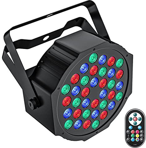 GdjRttk RGB LED Par Strahler, 72W Bühnenlicht mit Fernbedienung und DMX 7CH, 36 LED Partylicht mit 7 Beleuchtung Modi für Disco Partys Bar Halloween Weihnachten