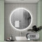Aica Sanitär Badspiegel Rund 80 cm Uhr Kalt/Neutral/Warmweiß dimmbar Memory LED Spiegel Touch/Wandschalter Beschlagfrei