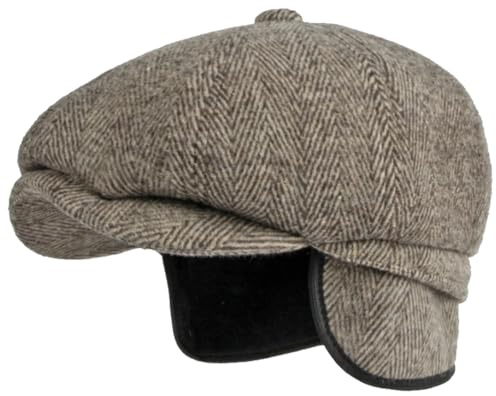 Sporty Winter Schirmmütze mit Ohrenklappen Baskenmütze Ohrenschutz Schiebermütze Herren Klassik (DE/NL/SE/PL, Numerisch, 59, 61, braun)