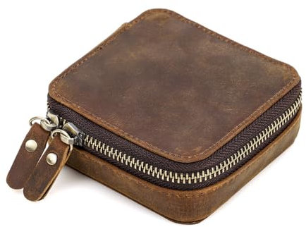 seluluory Rindsleder, Schmuck-Reiseetui, Echtleder, Uhren-Display-Taschen, braun, Schmuck-Zubehör-Organizer-Boxen für Männer und Frauen