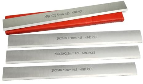 Ninehole 4 Pezzi HSS Pialla Lame 260mm Compatibile con rabot Lurem 260 e Kity 260, 260mm Lama per Pialla per la lavorazione del legno, 260x20x2.5mm
