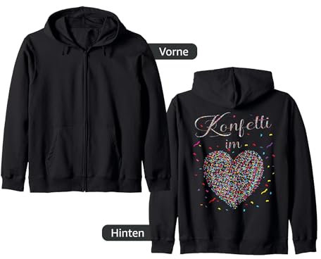 Konfetti im Herzen Fasching Karneval Konfetti Kostüm Outfit Kapuzenjacke