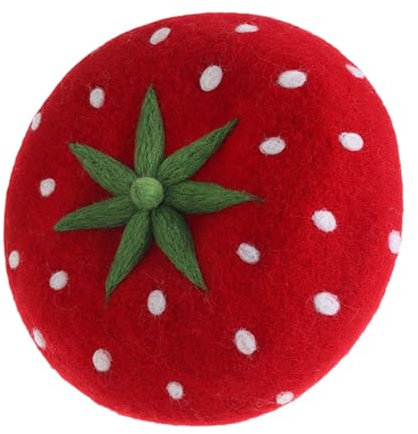 JISADER Erdbeer-Baskenmütze, französische Baskenmütze, Party, elegante Kopfbedeckung, Cabbie-Baskenmütze, Wollmütze, 55 bis 60 cm für Erwachsene