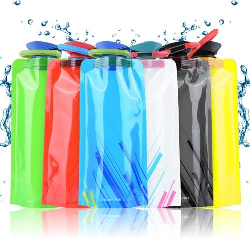 WCDSFL Botella plegable de 700 ml, 6 unidades de 700 ml, botella de agua plegable, reutilizable, para festival, plegable, hervidor de agua deportivo