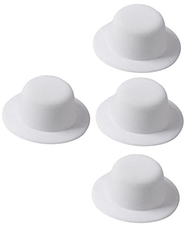 UPKOCH 4 Stück Hut Embryo Kleiner Zylinder Miniaturhüte Fascinator-Basis Mit Clips Minihüte Schwarze Kappe DIY Tea-Party-hüte Puppenoberteil Filzhut Gebürstet Clown Weiß