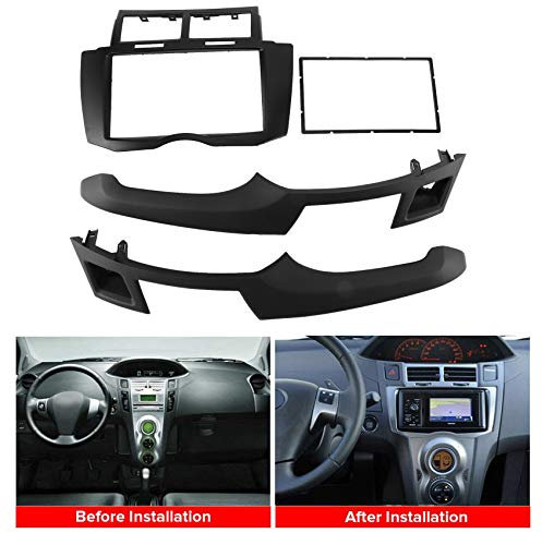 Berichw Car Radio Fascia Trim Kit, 2 Din Dash Panel DVD-Rahmen Install Kit für Yaris Vitz Platz 2005 2006 2007 2008-2011