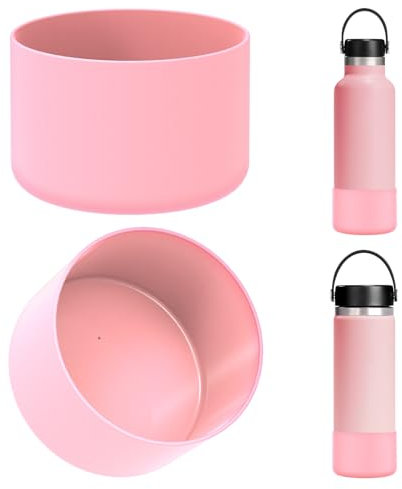 Linkidea 2 Pack Water Bottle Boot Compatible with Hydro Flask Wide Mouth 12oz/14oz/16oz/18oz/20oz, Silicone Bottle Bottom Sleeve Bumper Protector (Light Pink)