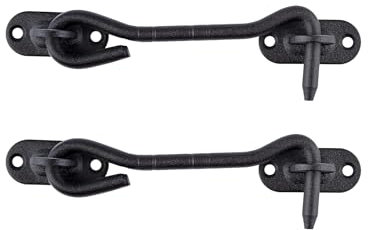 LIKERAINY Gancio per Cabina in Acciaio Inox 104 mm Serratura per Cancello Chiavistello Serratura della Porta Armadietto Finestra Capannone Giardino Recinzione Nero Confezione da 2 pezzi