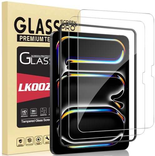 LKOOZO [2 Piezas Protector Pantalla para iPad Pro 11 Pulgadas M4 2024, con Marco de Instalación Fácil Cristal Templado para iPad Pro 11 2024 (M4)