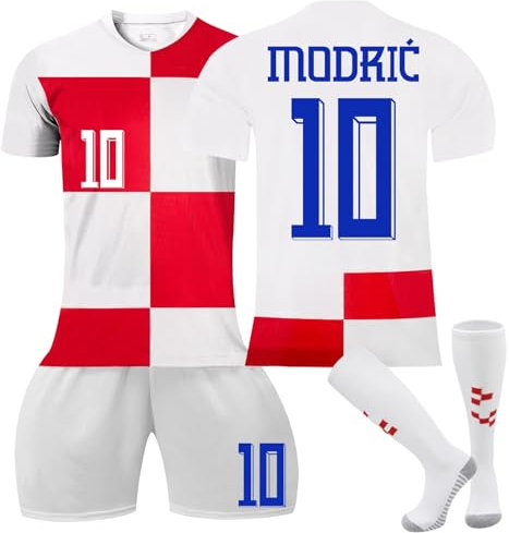 Kroatien 24 Fußball Trikot, Modric Hause/Auswärts Fußball Trikot für Kinder Erwachsener, Fussball Trikots Shorts und Socken Anzug Jungen Herren