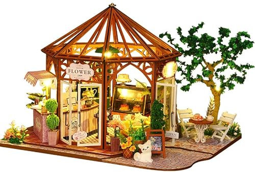 CRIOLPO Holzpuppenhaus-Kits, Tinyaturhaus-BausäTze FüR Erwachsene, Tinyatur-Puppenhaus-Set Zum Selbermachen, Holzhandwerk Im MaßStab 1:24, Tinyatur-Haus-Bastelset, FüR Kreatives Basteln - Siti Mocha