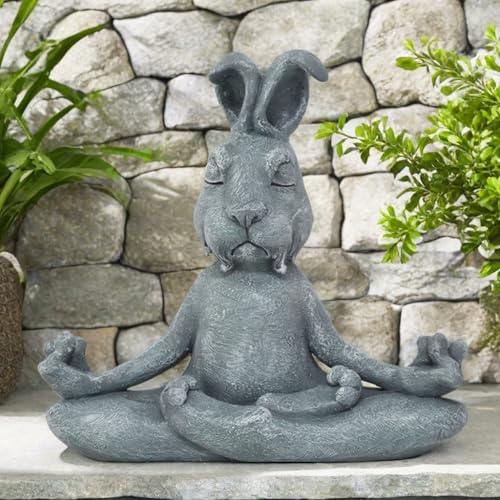 Pujipu Meditierende Kaninchenstatue Buddha, Zen-Hase, Zen-Garten-Kaninchen-Figuren für Haus und Garten, Kaninchen-Dekorationen, Geschenkideen für Schreibtisch, Büro, Schlafzimmer, Outdoor, Hof, Rasen