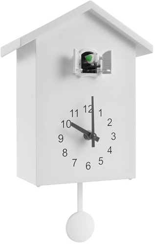 Minimalistisk gökklocka väggklocka med fungerande fågel modern gök klocka hängande/stående pendel väggklocka för vägg, skrivbord, hem, kontor, 7,9 x 3,5 x 9,8