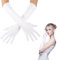 Boyiee Damen Lange Handschuhe Opernhandschuhe in Ellenbogenlänge 41 cm Party Hochzeit Handschuhe Elastische Kostümhandschuhe Abendhandschuhe für Bankett Halloween Karneval Männer Frauen(Weiß)