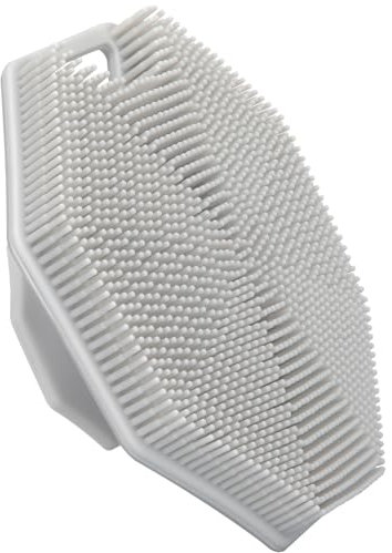 Alyvisun Silikon Körperbürste Dusche mit Haken und Saugnapf, Körpermassagebürste Badebürste [Sanftes Peeling und Massage], Silicone Body Scrubber für Alle Hauttypen (Grau)