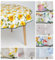 laro 140cm runde Wachstuch Tischdecke abwaschbar Wachstuchtischdecke mit Saum-Eingefasst-Paspelband, Muster:Sonnenblumen Sonnenfreude Gelb Weiß, Größe: Rund 140cm