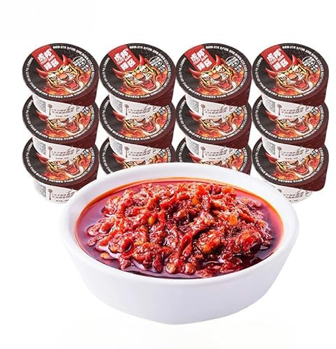 Green pepper sauce,garlic chili sauce,mushroom sauce,seasoning,noodle sauce,convenient table sauce,pickle sauce,Condiments,spicy snacks,Hot pot dipping sauce (Super hot,12 cans)