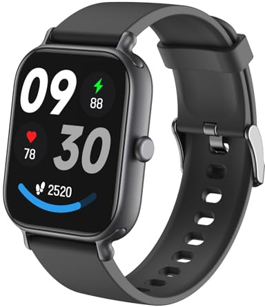 JewelryWe Smartwatch Herren Damen mit Telefonfunktion, 1,95 HD-Touch Screen Fitnessuhr mit 300mAh Akku Pulsmesser SpO2 Schlafmonitor Schrittzähler Wasserdicht Uhr 100+ Sportmodi für Android iOS