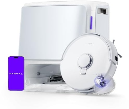NARWAL Freo Z10 Robot Vacuum Cleaner and Mop in White Powerful 15000PA Suction AI Powered Base Station Self Emptying Tangle Free Robotic Cleaning, Washing & Drying Ideal for Pet Hair & Hard Floor