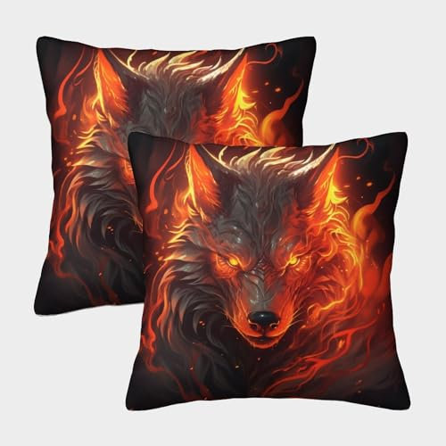 FPAKAKIIE Wolf 3D-Druck Lustig Kissenbezüge 2er Set Quadratische Für Couchkissen Kissenhülle Sofa Schlafzimmer Wohnzimmer Zimmer Zierkissen 40x40cm