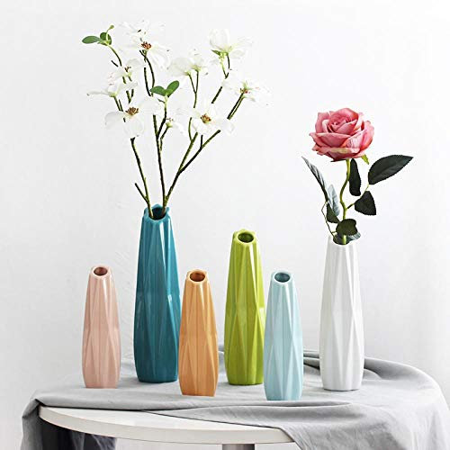 Msuiiixcccc Modern Minimalist Desktop Ceramic Vase Floral Art Floral Small Fresh Simulation Vase Nordic Decoration Home Wedding Decoration (Orange 30x8cm)