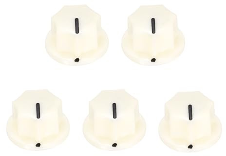 sourcing map 5Pcs ABS and Copper Potentiometer Knobs 1/4 Volume Tone Control Top Hat Knob for Guitar Instruments Audio Mixer Amplifier Beige