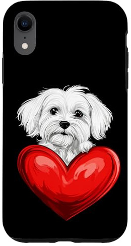 Valentine's Day Maltese Dog Heart Case for iPhone XR