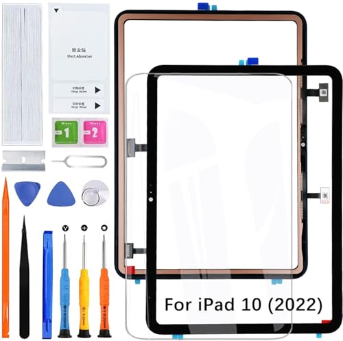 HLYGZX Touchscreen per iPad 10 2022 A3162 A2757 A2777 A2696 Nero | Nessun LCD,con kit di riparazione,Sostituzione Schermo