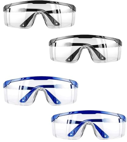 Heyumybit Clear Safety Glasses,4 Pcs Eye Protection Glasses,Anti-Fog Lab Goggles,Adult Anti Scratch Protection Glasses for Work,Construction,Laboratory,Anti Dust,Chemistry